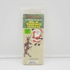 Vtg 1993 Yard Art Do-It Yourself Woodcraft Pattern Falling Santa w/Deer PREOWNED